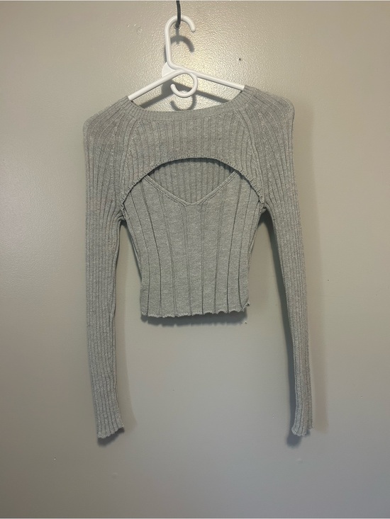 Aeropostale Tops - Grey Ribbed Cutout Knit Top